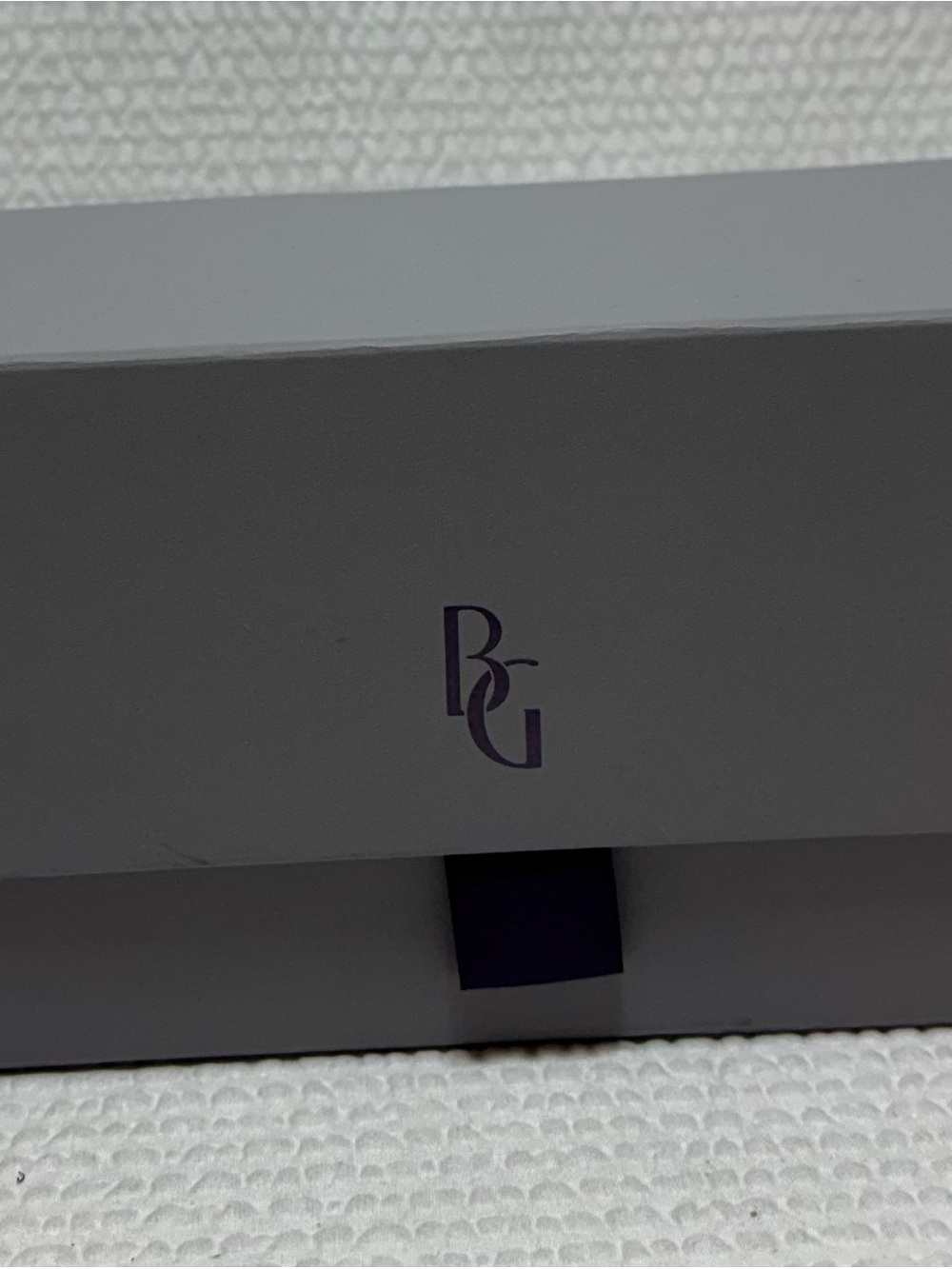 BG EMPTY BOX Monogram Gift Box in Light Gray with Purple Accent 9x 5 x 6